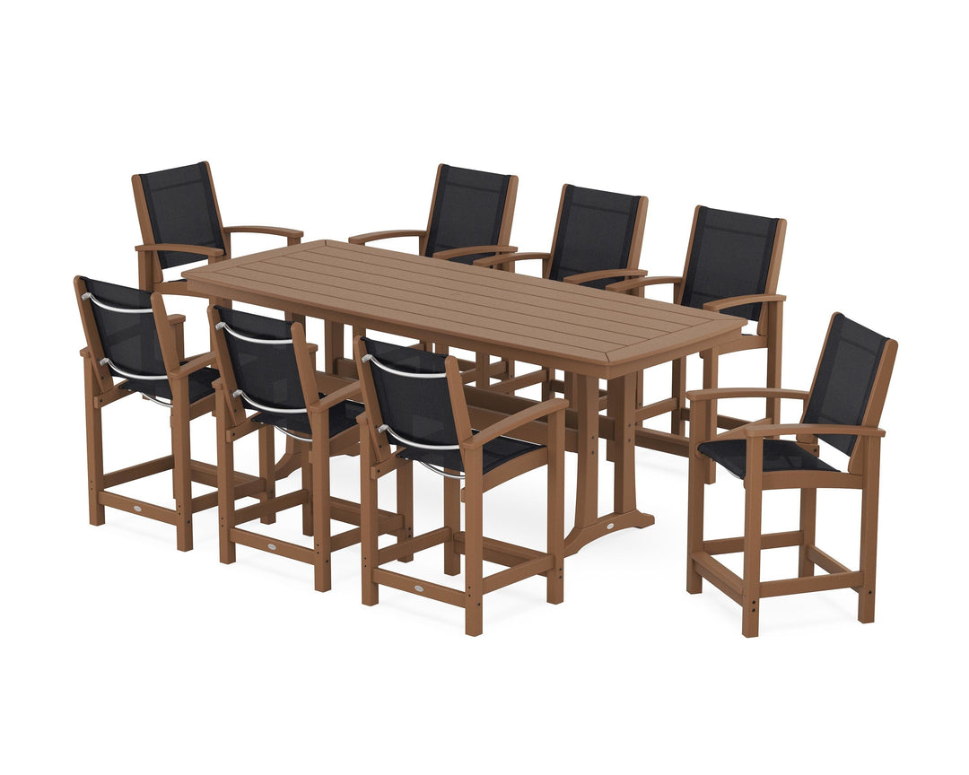 POLYWOOD® Coastal 9-Piece Counter Set with Trestle Legs
