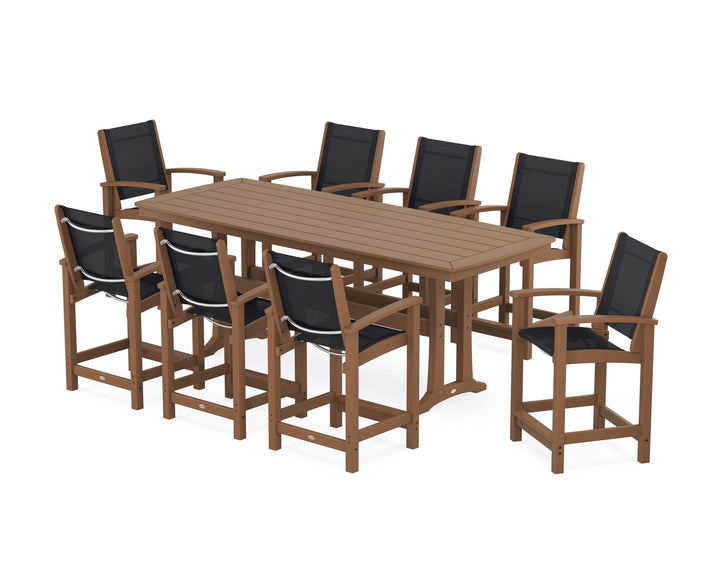 POLYWOOD® Coastal 9-Piece Counter Set with Trestle Legs
