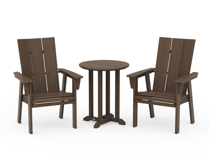 POLYWOOD® Modern Curveback Adirondack 3-Piece Round Bistro Dining Set