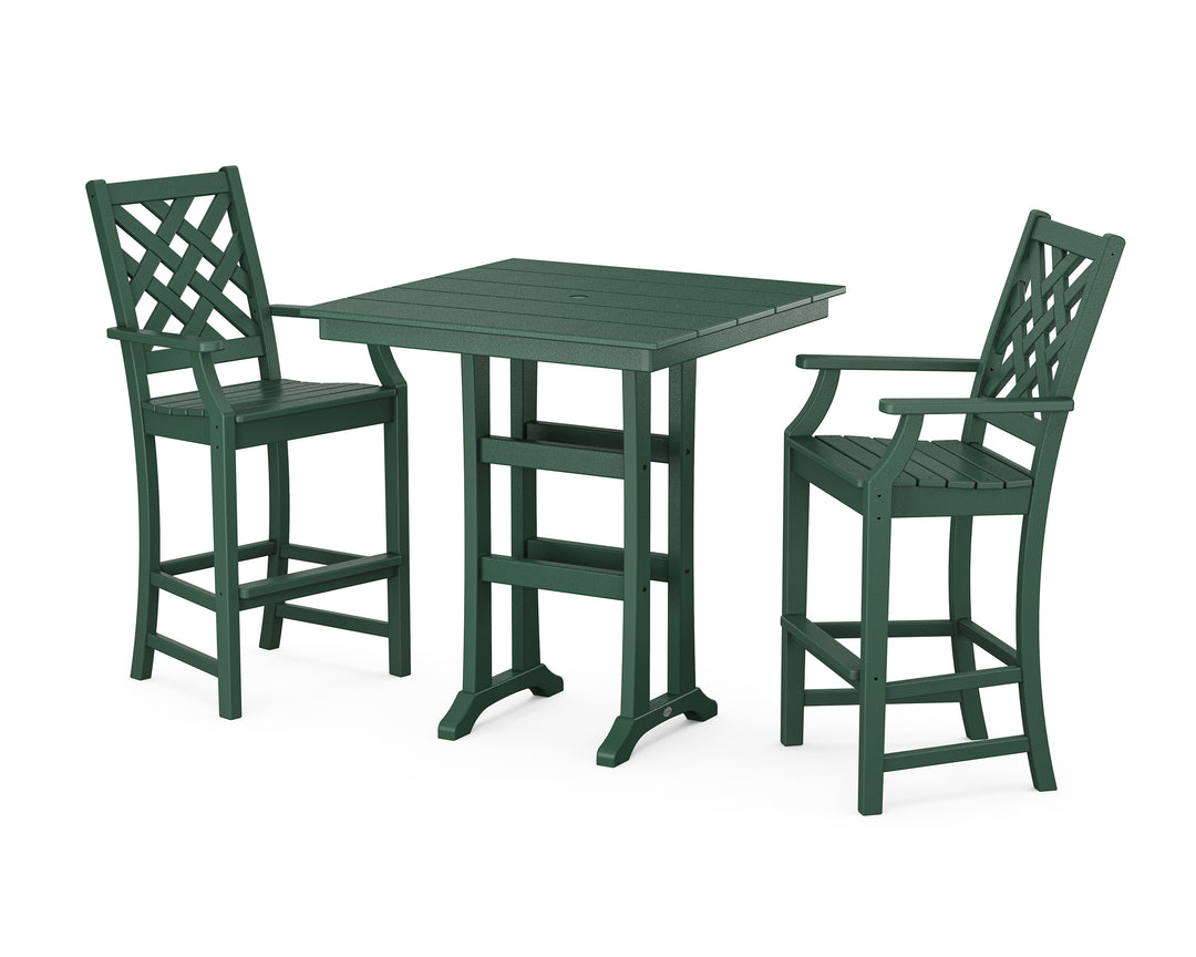 Country Living Wovendale 3-Piece Farmhouse Bar Set with Trestle Legs
