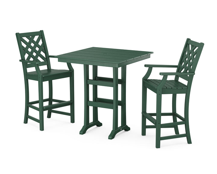 Country Living Wovendale 3-Piece Farmhouse Bar Set with Trestle Legs