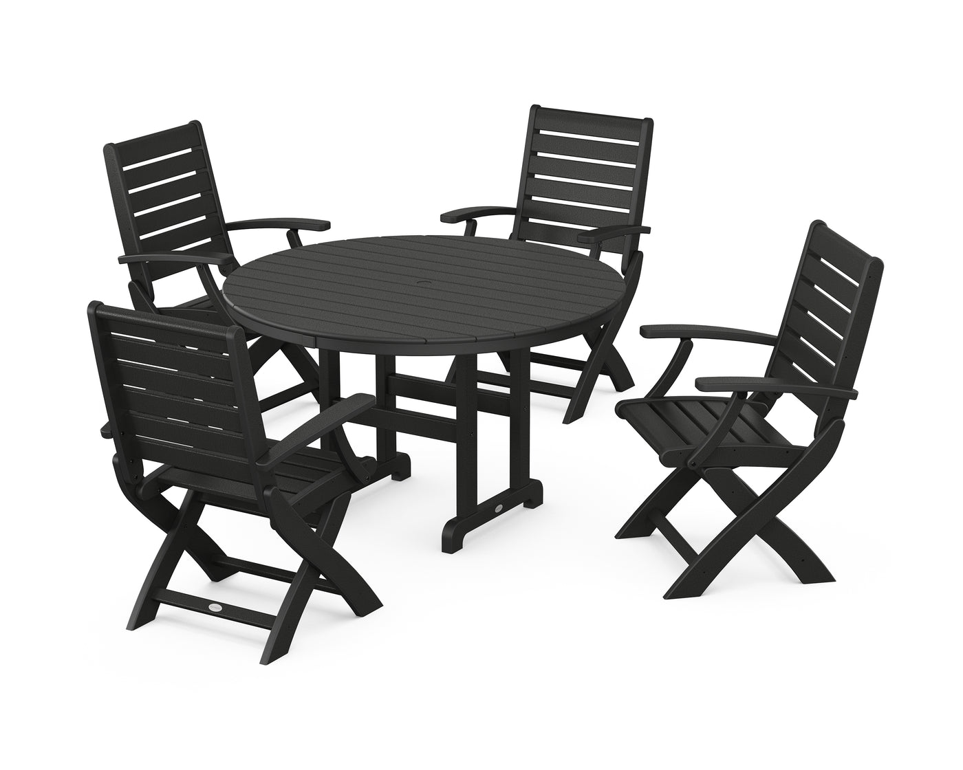 Signature Folding Chair 5-Piece Round Farmhouse Dining Set