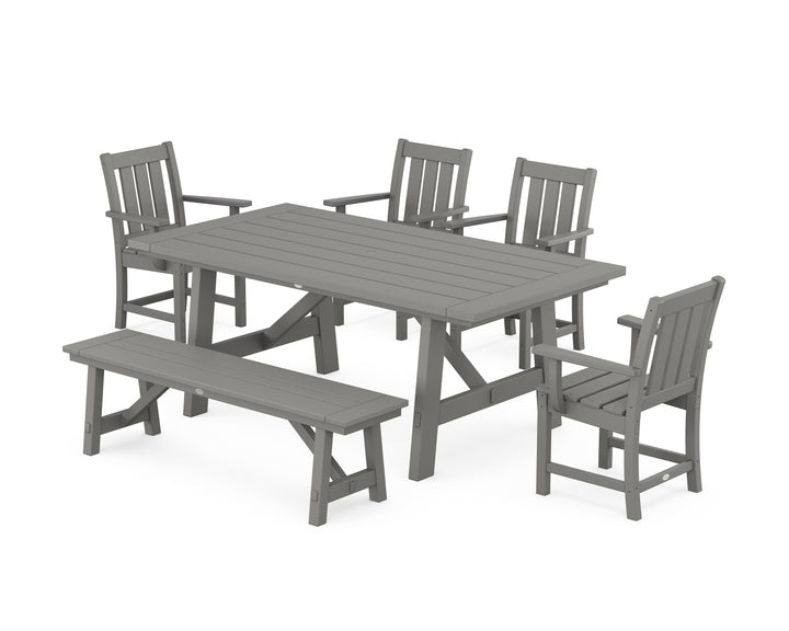 POLYWOOD® Oxford 6-Piece Rustic Farmhouse Dining Set with Bench