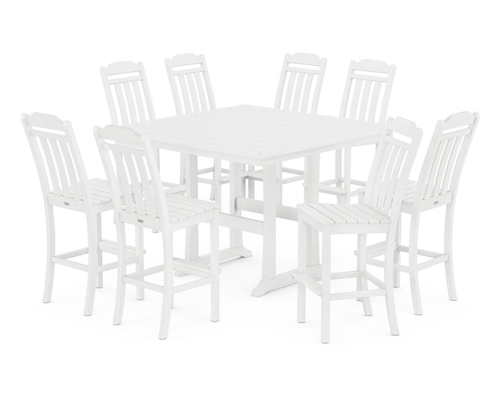 Country Living Cottage 9-Piece Square Side Chair Bar Set with Trestle Legs
