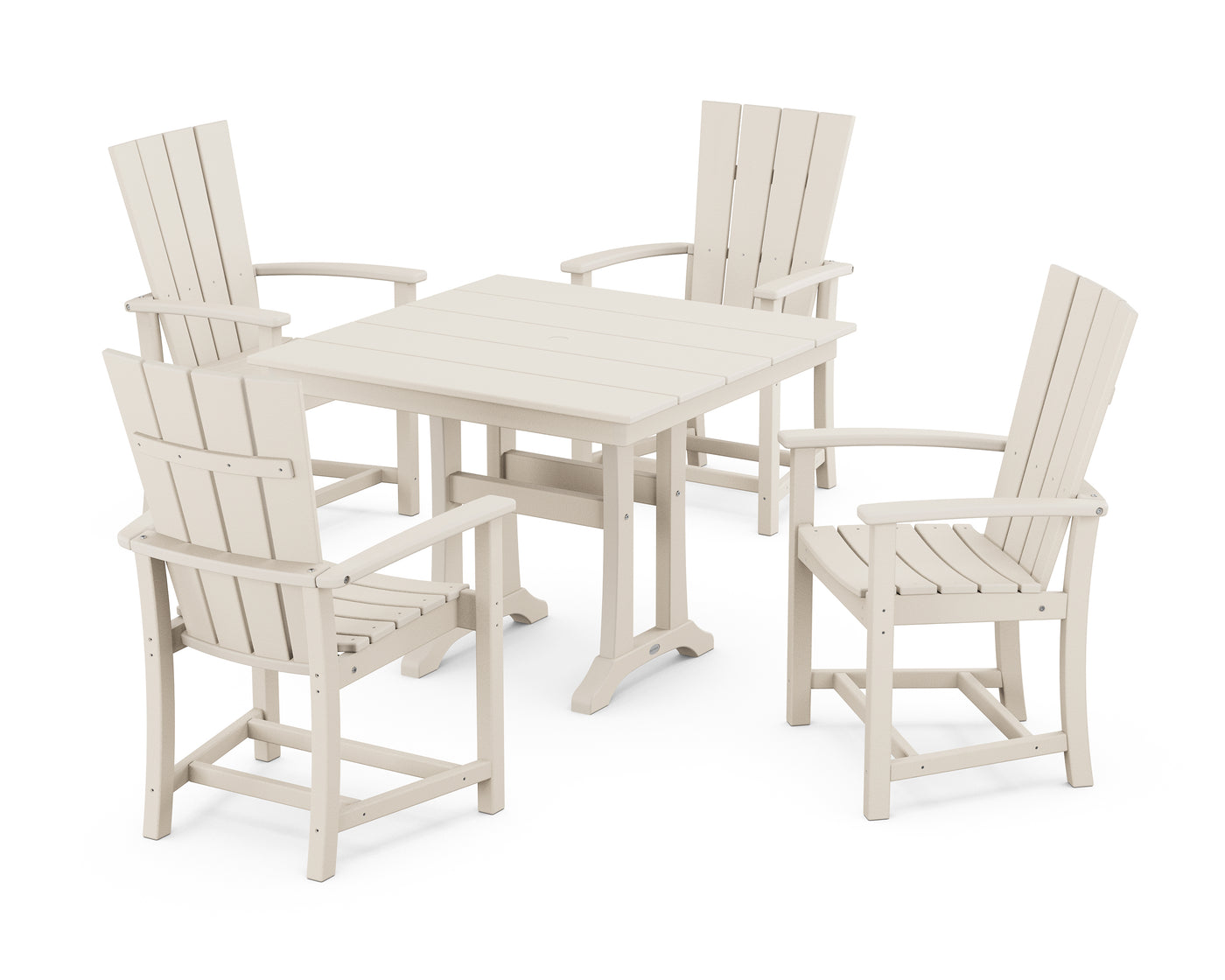 Quattro 5-Piece Farmhouse Dining Set With Trestle Legs