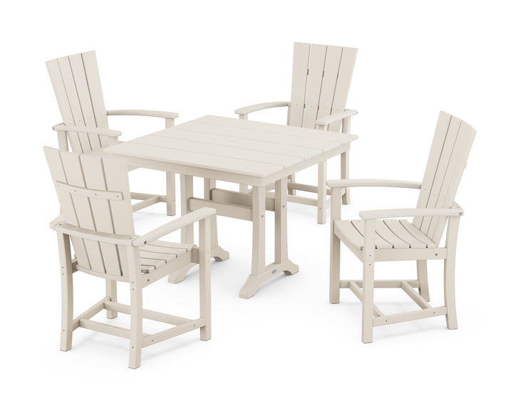 POLYWOOD® Quattro 5-Piece Farmhouse Dining Set With Trestle Legs