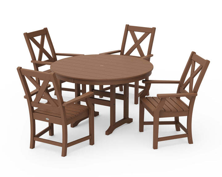 POLYWOOD® Braxton 5-Piece Round Farmhouse Dining Set