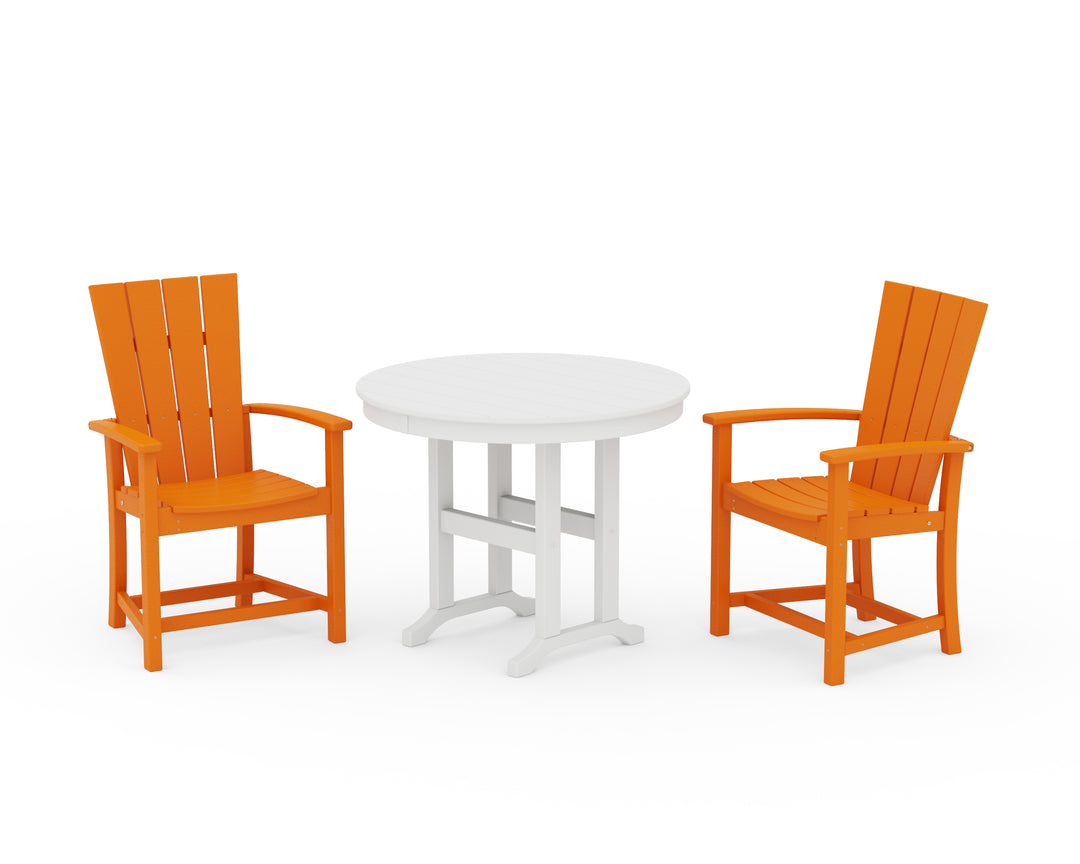POLYWOOD® Quattro 3-Piece Round Farmhouse Dining Set