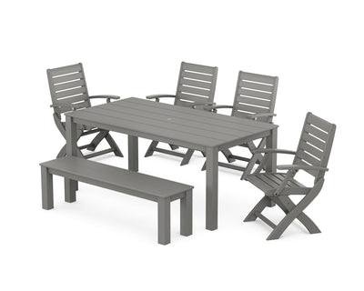 Signature Folding Chair 6-Piece Parsons Dining Set with Bench