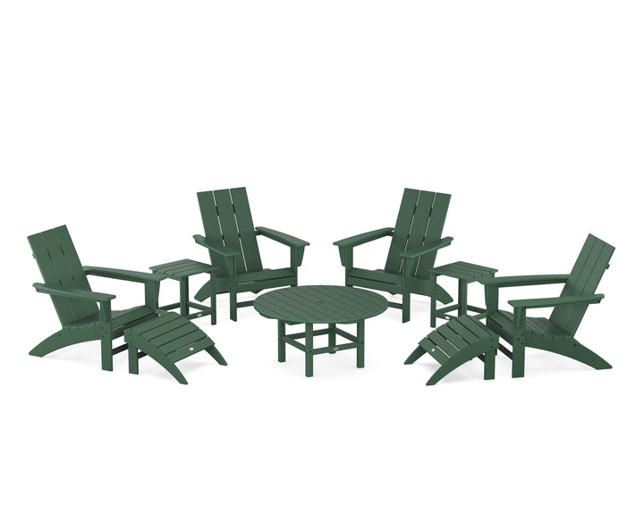 POLYWOOD® Modern Adirondack Chair 9-Piece Conversation Set