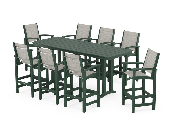 POLYWOOD® Coastal 9-Piece Bar Set with Trestle Legs