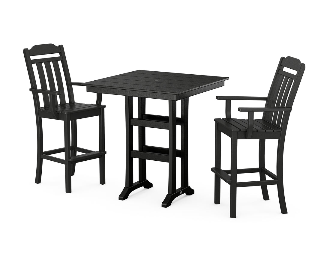 Country Living Cottage 3-Piece Farmhouse Bar Set with Trestle Legs