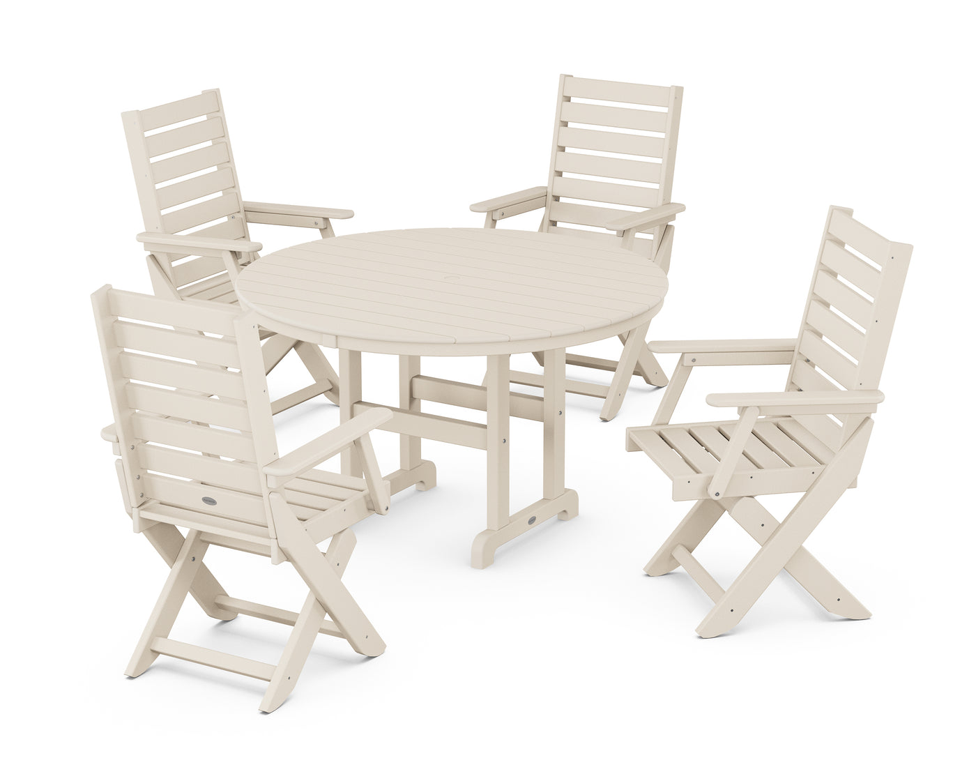 Captain Folding Chair 5-Piece Round Dining Set