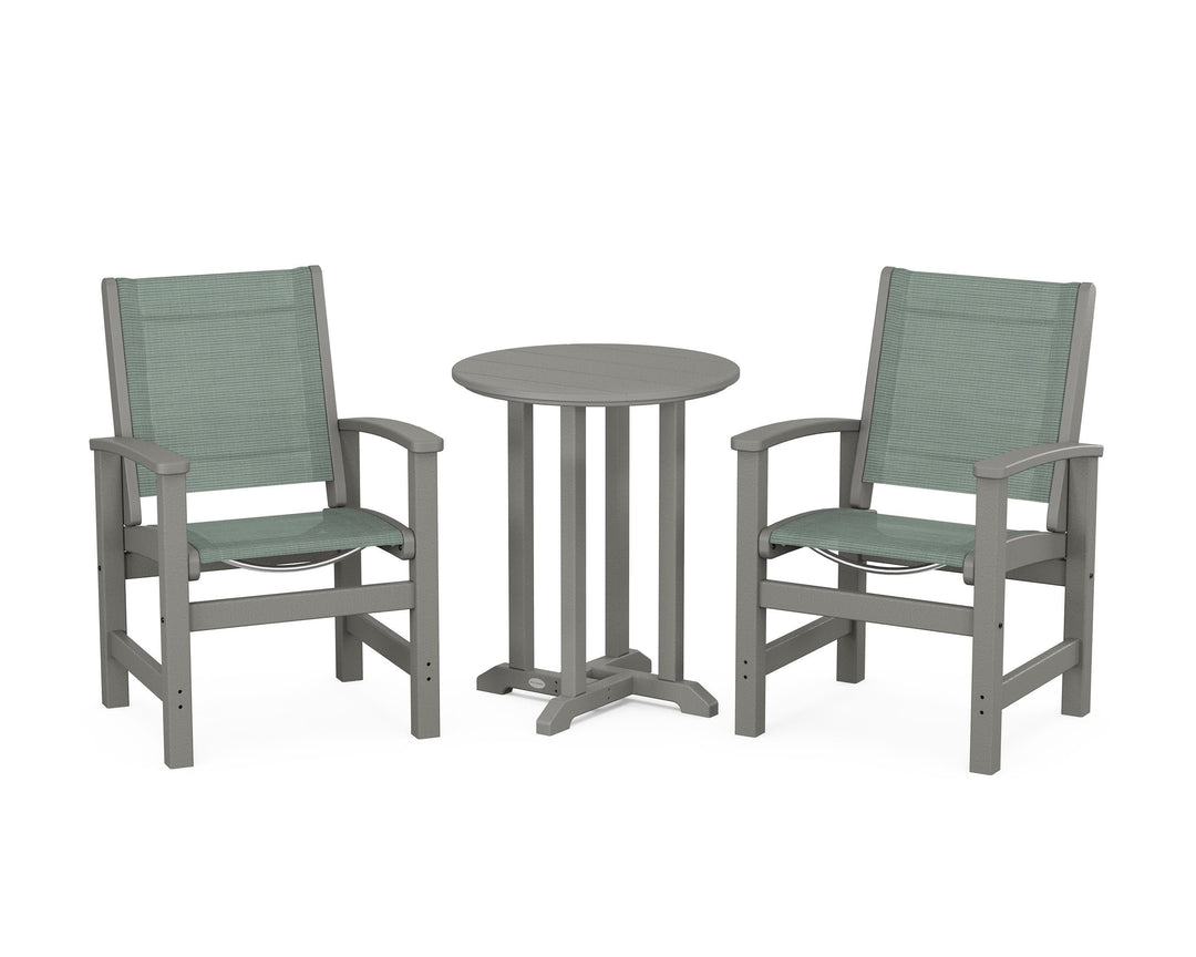 POLYWOOD® Coastal 3-Piece Round Bistro Dining Set