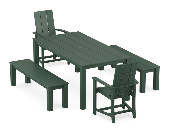 POLYWOOD® Modern Adirondack 5-Piece Parsons Dining Set with Benches
