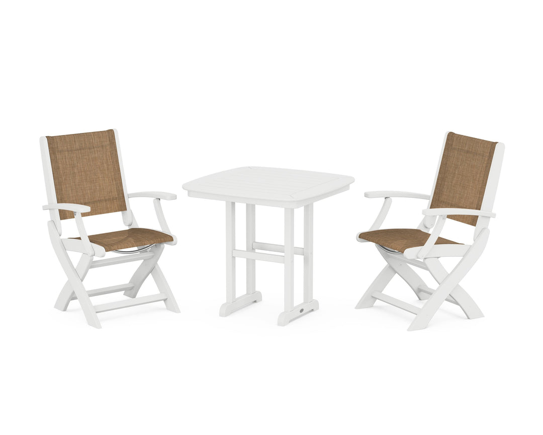POLYWOOD® Coastal Folding Chair 3-Piece Dining Set