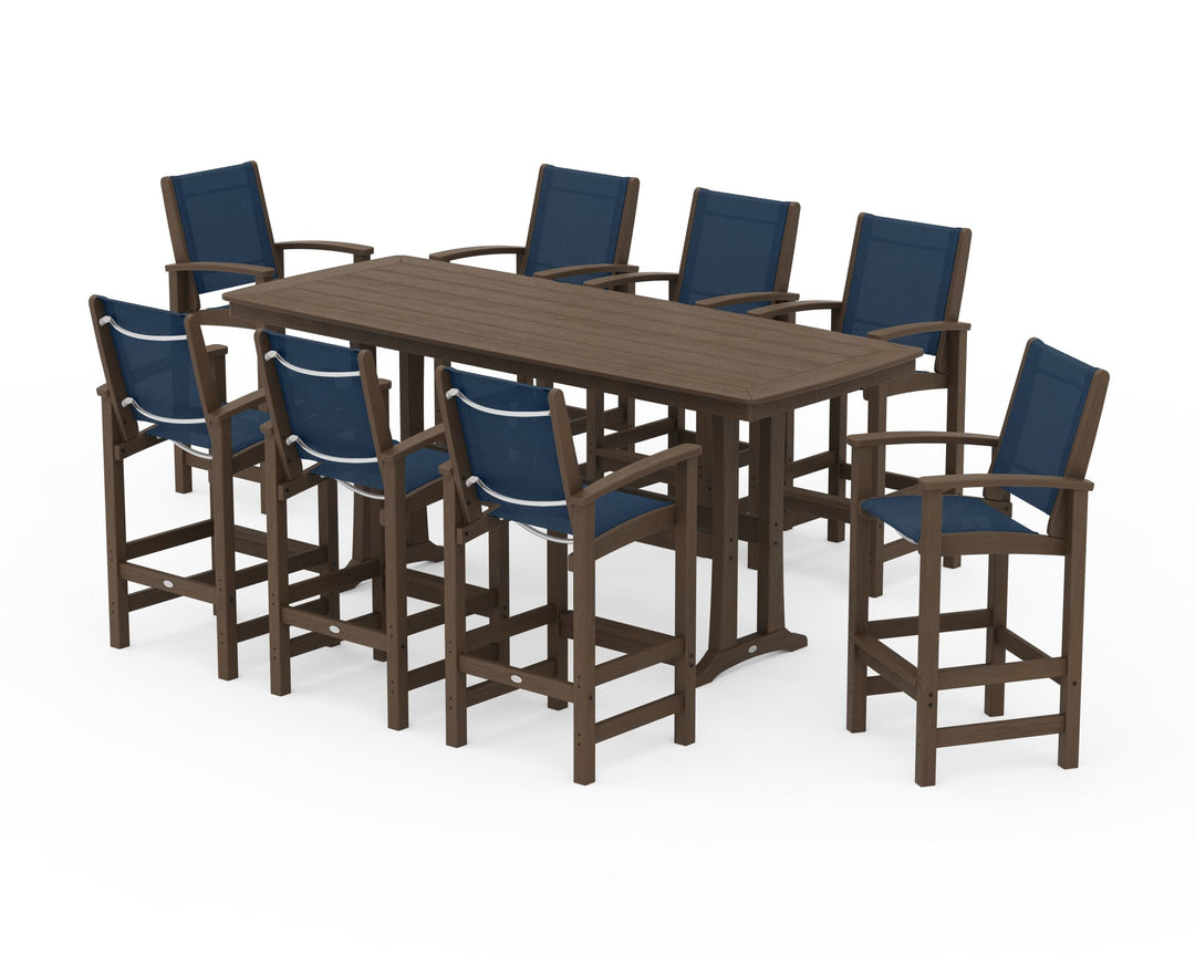 POLYWOOD® Coastal 9-Piece Bar Set with Trestle Legs