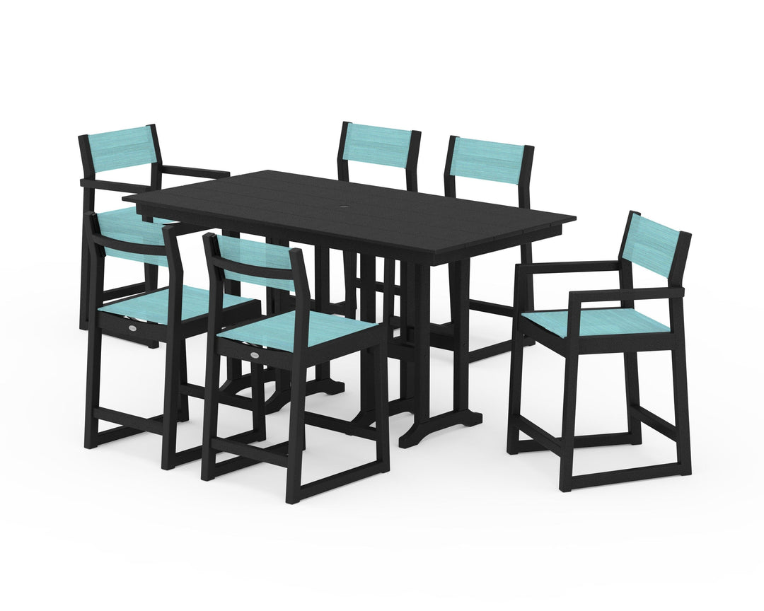 POLYWOOD® EDGE Sling 7-Piece Farmhouse Counter Set