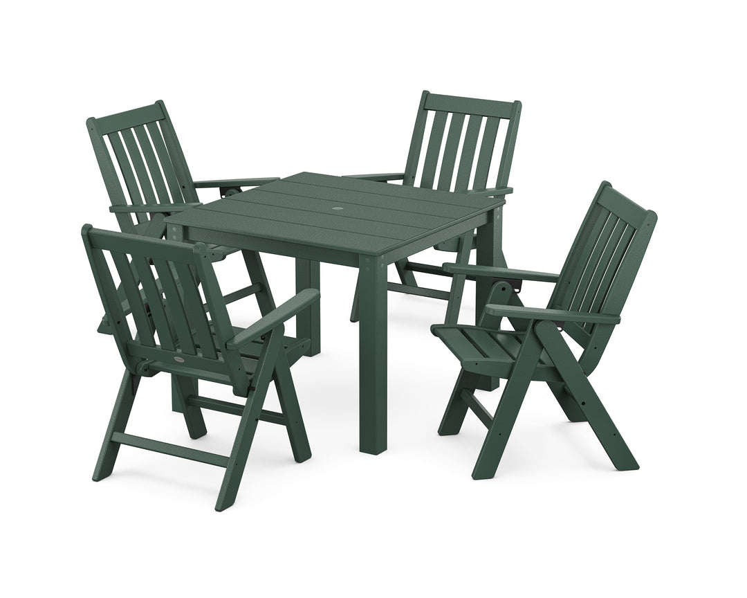 POLYWOOD® Vineyard Folding Chair 5-Piece Parsons Dining Set
