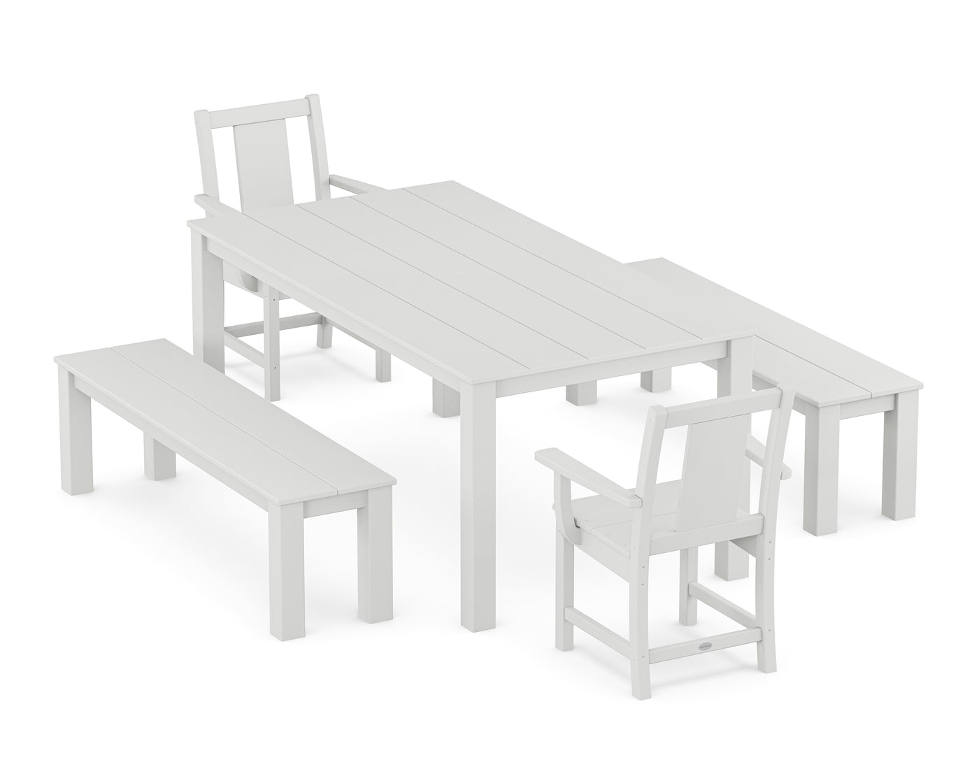 Prairie 5-Piece Parsons Dining Set with Benches