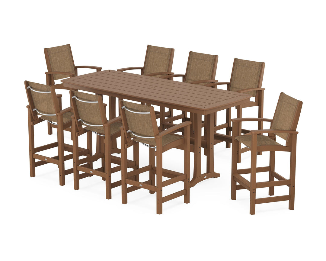 POLYWOOD® Coastal 9-Piece Bar Set with Trestle Legs