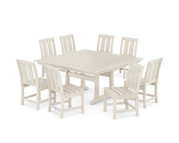 POLYWOOD® Mission Side Chair 9-Piece Square Farmhouse Dining Set with Trestle Legs