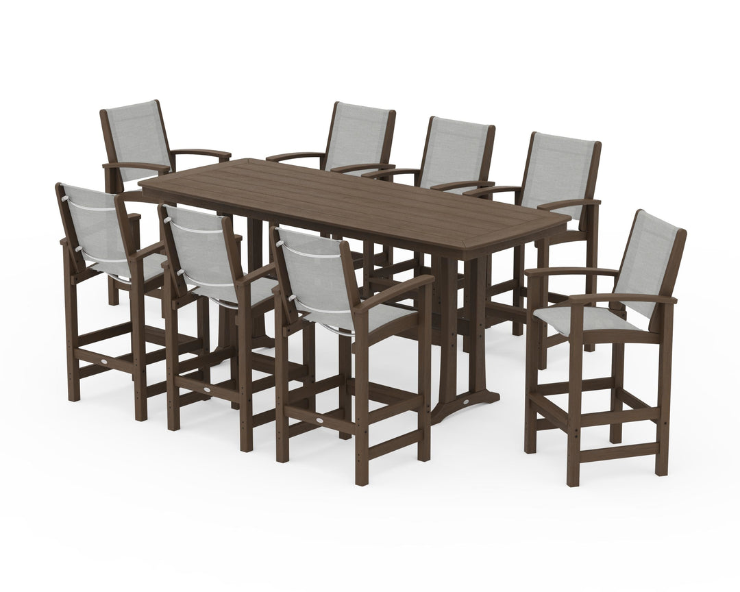 POLYWOOD® Coastal 9-Piece Bar Set with Trestle Legs