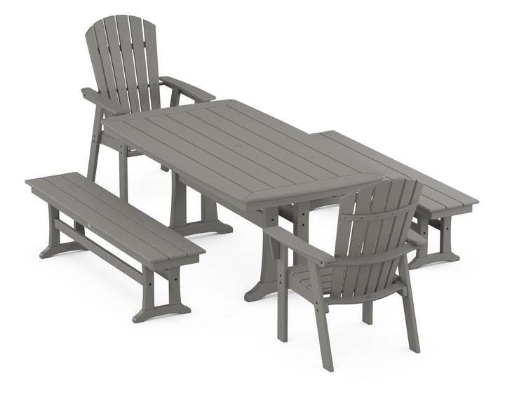 POLYWOOD® Nautical Adirondack 5-Piece Dining Set with Trestle Legs