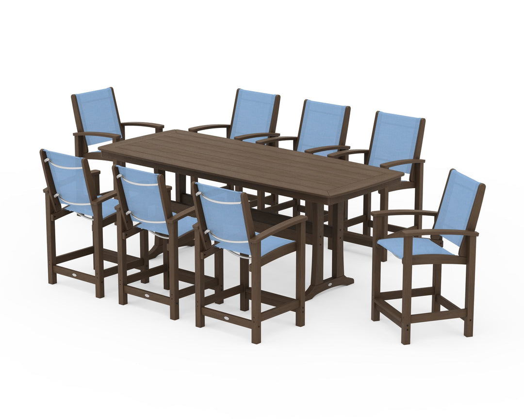 POLYWOOD® Coastal 9-Piece Counter Set with Trestle Legs