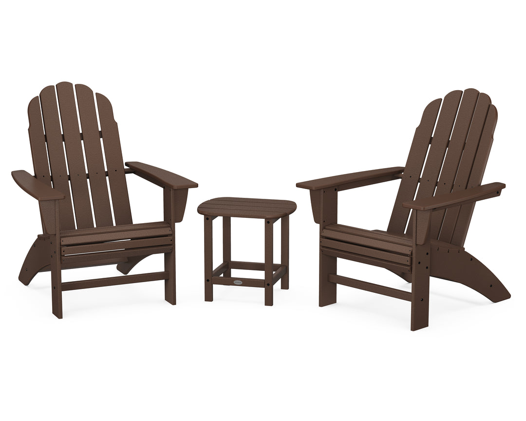 POLYWOOD® Vineyard 3-Piece Curveback Adirondack Set with South Beach 18" Side Table