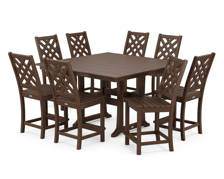 Country Living Wovendale Side Chair 9-Piece Square Farmhouse Counter Set with Trestle Legs