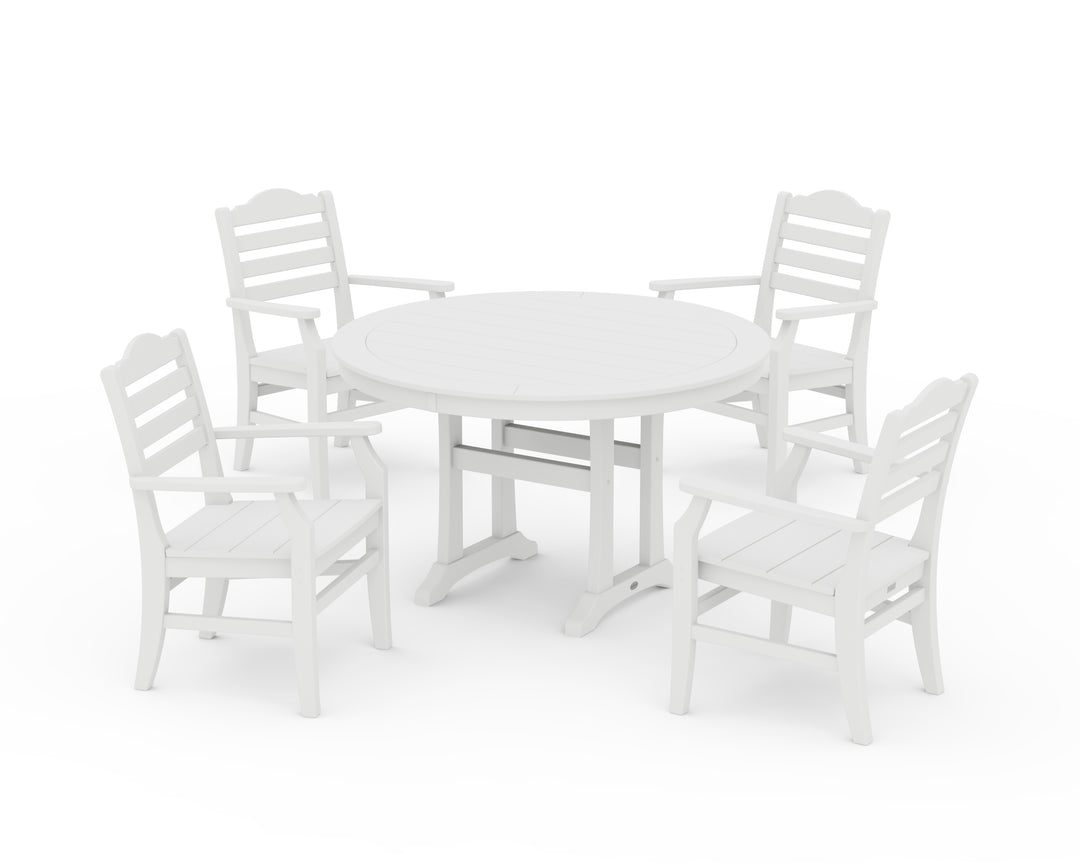 POLYWOOD® Savannah 5-Piece Round Dining Set with Trestle Legs