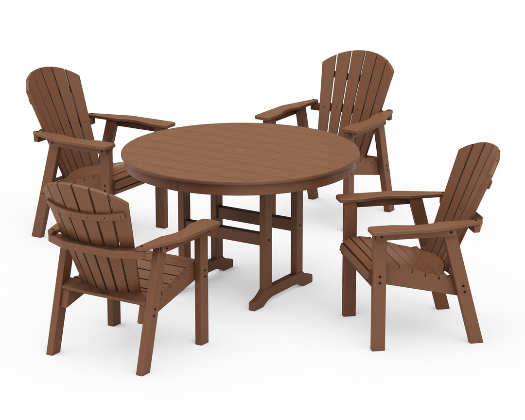 POLYWOOD® Seashell 5-Piece Round Farmhouse Dining Set