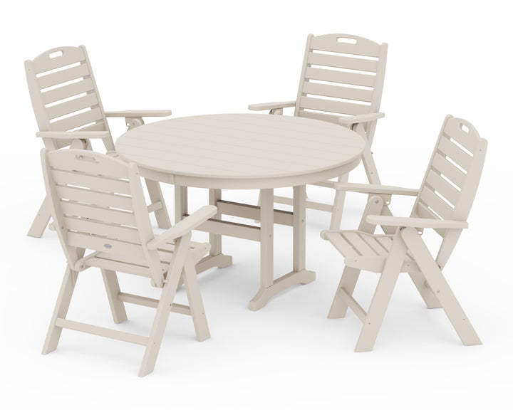 POLYWOOD® Nautical Folding Chair 5-Piece Round Farmhouse Dining Set