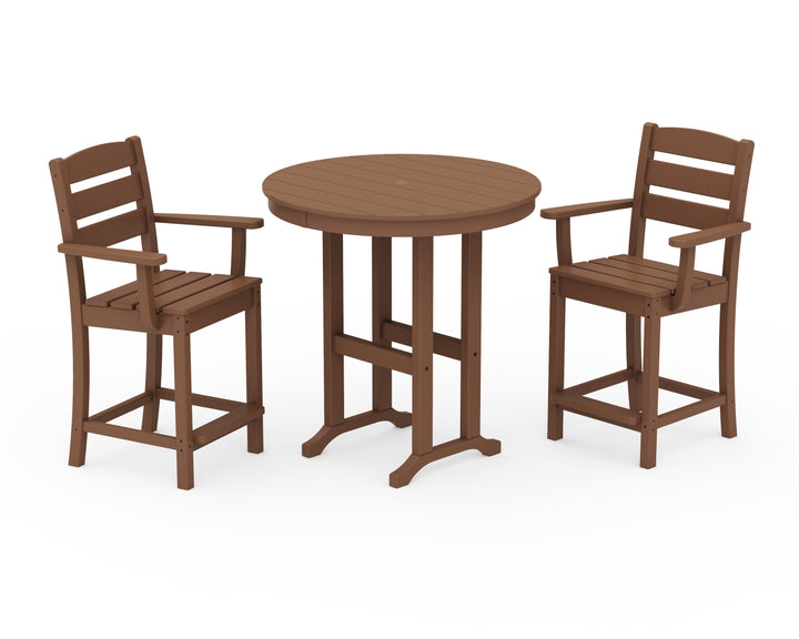 POLYWOOD® Lakeside 3-Piece Round Farmhouse Arm Chair Counter  Set