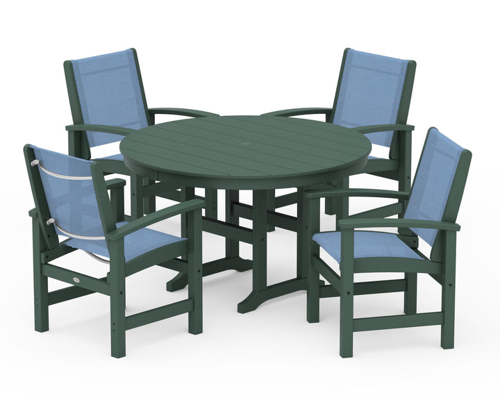 POLYWOOD® Coastal 5-Piece Round Farmhouse Dining Set