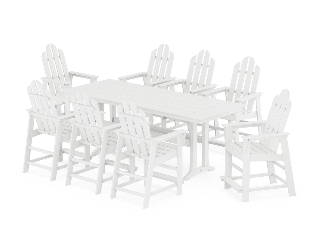 POLYWOOD® Long Island 9-Piece Farmhouse Counter Set with Trestle Legs