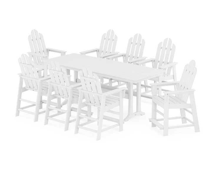POLYWOOD® Long Island 9-Piece Farmhouse Counter Set with Trestle Legs