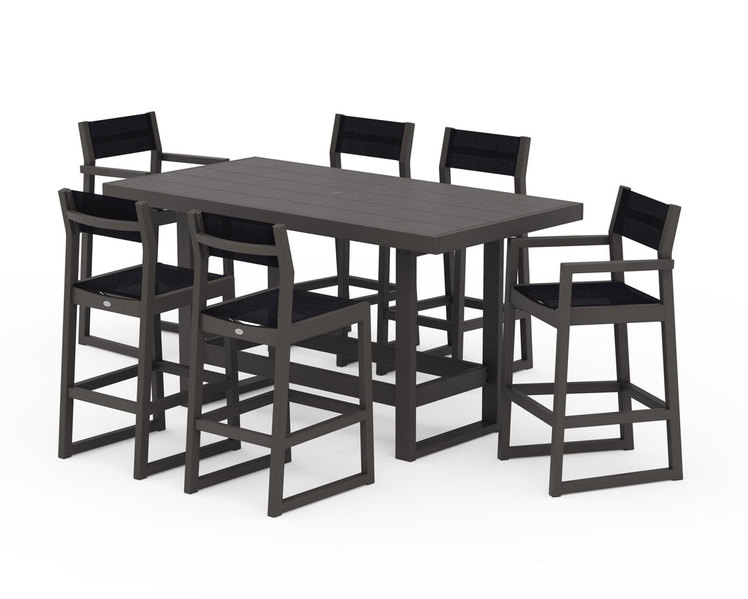 POLYWOOD® EDGE Sling 7-Piece Bar Table Set