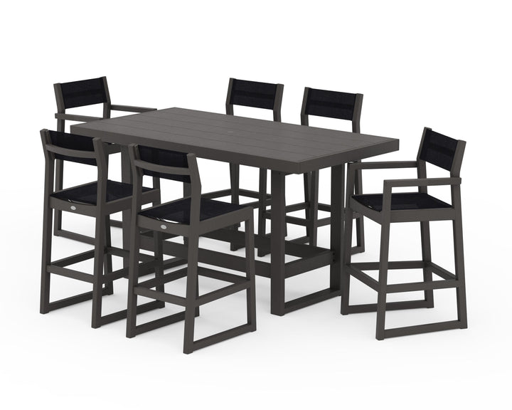 POLYWOOD® EDGE Sling 7-Piece Bar Table Set