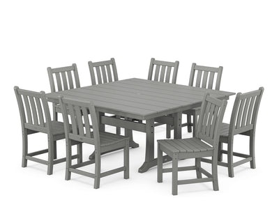 Traditional Garden 9-Piece Farmhouse Trestle Dining Set