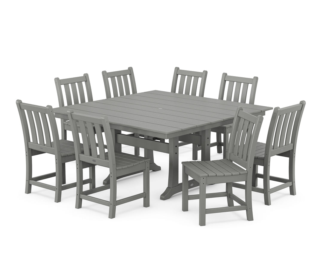 POLYWOOD® Traditional Garden 9-Piece Farmhouse Trestle Dining Set