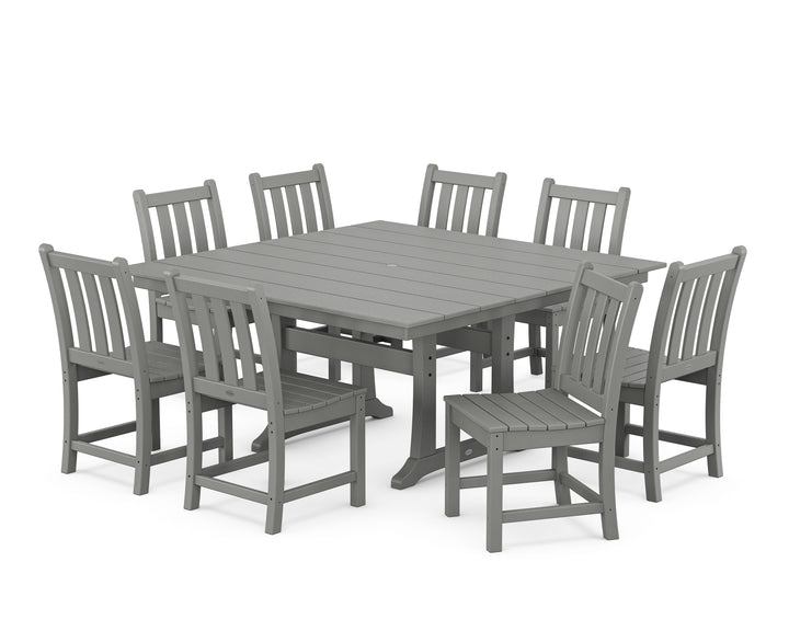 POLYWOOD® Traditional Garden 9-Piece Farmhouse Trestle Dining Set