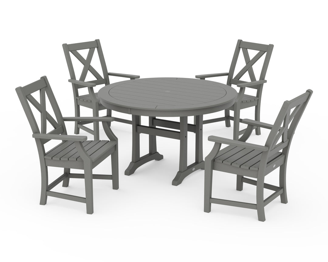 POLYWOOD® Braxton 5-Piece Nautical Trestle Arm Chair Dining Set