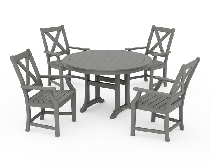 POLYWOOD® Braxton 5-Piece Nautical Trestle Arm Chair Dining Set