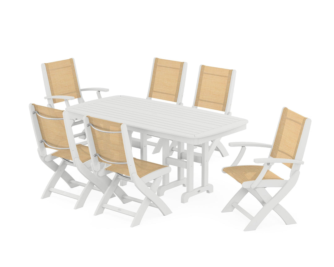 POLYWOOD® Coastal Folding Chair 7-Piece Dining Set