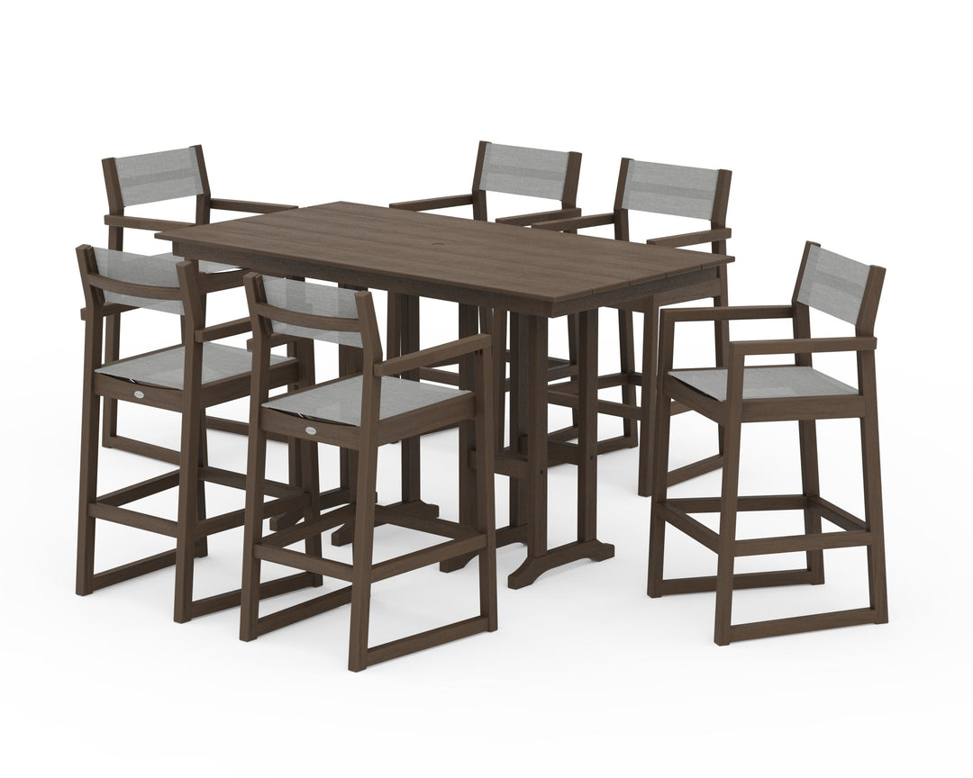 POLYWOOD® EDGE Sling Arm Chair 7-Piece Farmhouse Bar Set