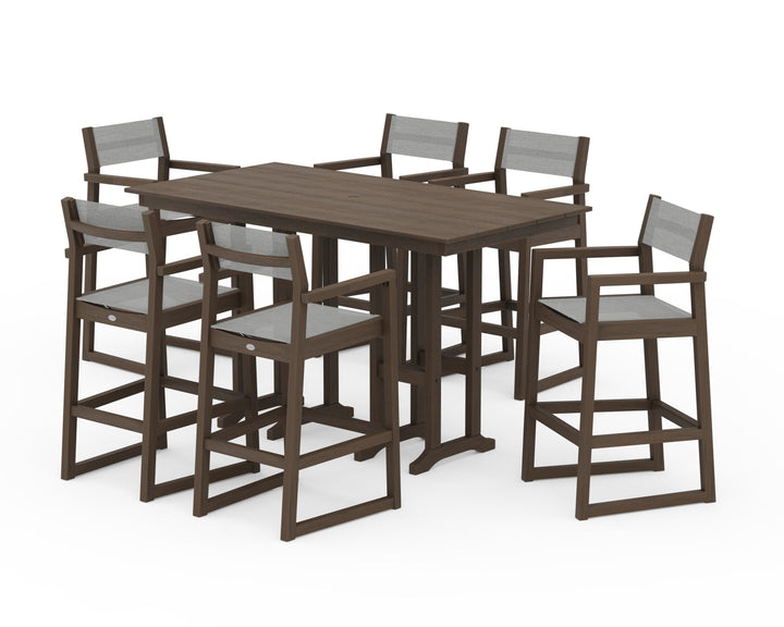 POLYWOOD® EDGE Sling Arm Chair 7-Piece Farmhouse Bar Set