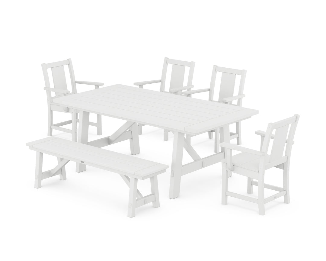POLYWOOD® Prairie 6-Piece Rustic Farmhouse Dining Set with Bench