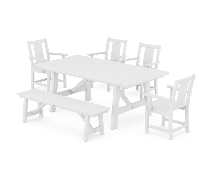 POLYWOOD® Prairie 6-Piece Rustic Farmhouse Dining Set with Bench